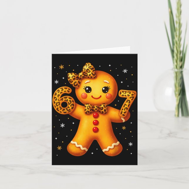 Christmas Funny Gingerbread Six Seven 67 Leopard B Card (Front)