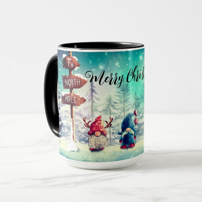 Christmas Funny Gnomes Mug (Front Left)