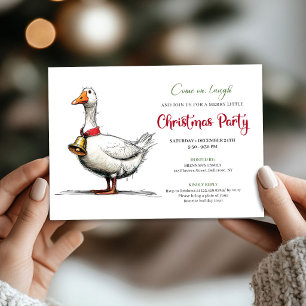 Christmas Funny Goose Minimalist Cartoon Party Invitation