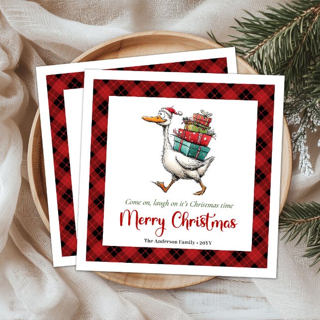 Christmas Funny Goose Minimalist Whimsy Napkins (Christmas Funny Goose Minimalist Whimsy Napkins)