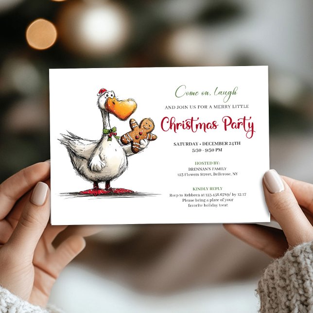 Christmas Funny Goose Playful Whimsy Party Invites (Christmas Funny Goose Playful Whimsy Party Invitation)