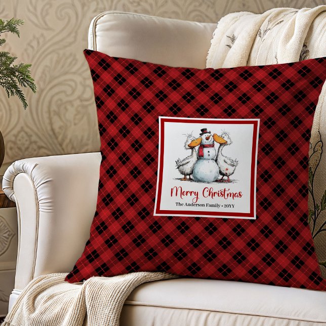 Christmas Funny Goose Whimsical Pillow Decor (Christmas Funny Goose Whimsical Pillow Decor)