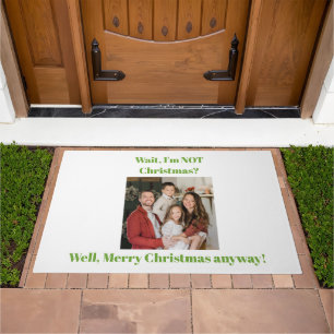 Christmas funny humor photo green text doormat