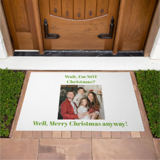 Christmas funny humor photo green text doormat