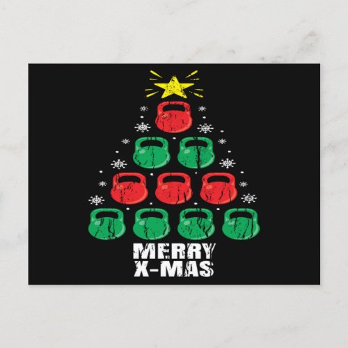 Christmas Funny Kettlebells Tree Holiday Workout Postcard