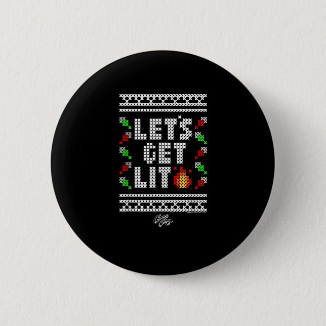Christmas Funny - Let's Get Lit  Button (Front)