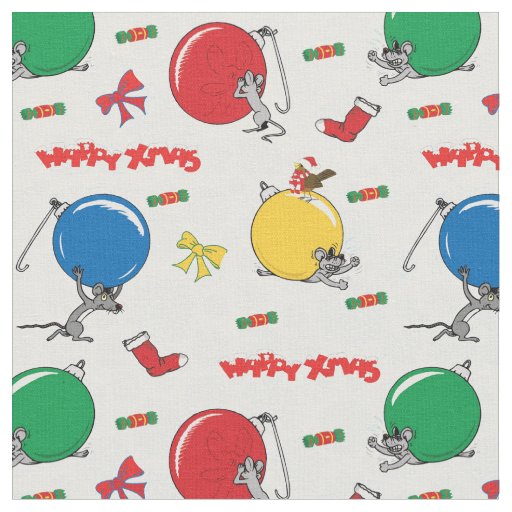 Christmas funny mouse with balls fabric