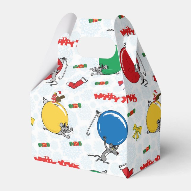 Christmas funny mouse with balls favor boxes (Front Side)