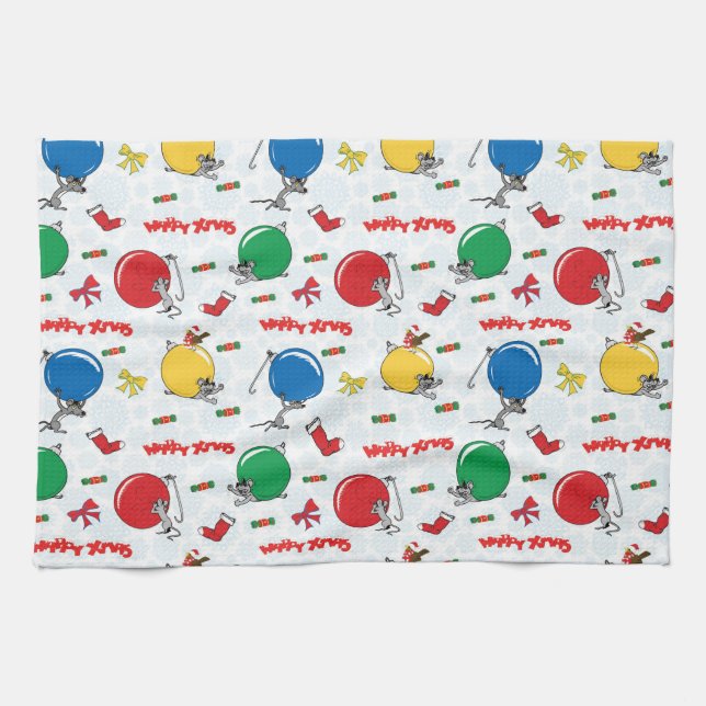 Christmas funny mouse with balls kitchen towel (Horizontal)
