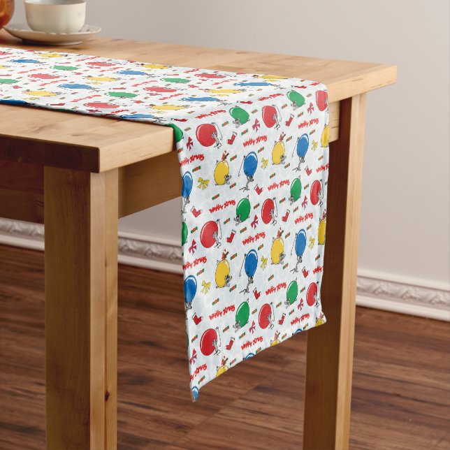 Christmas funny mouse with balls short table runner (In Situ)