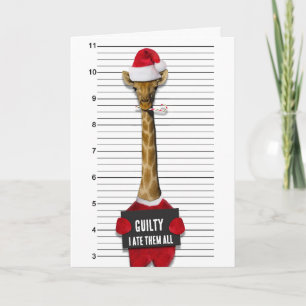 Christmas Funny Mugshot Guilty Giraffe Card