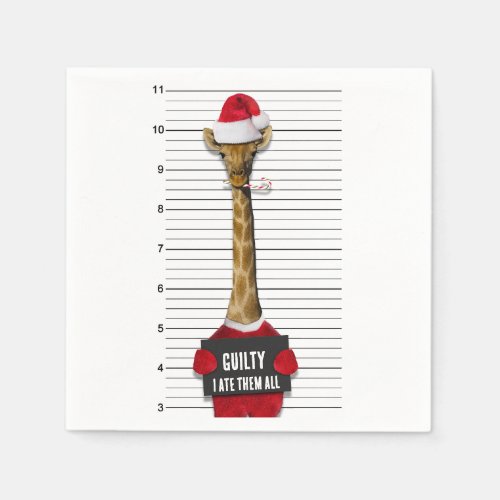 Christmas Funny Mugshot Guilty Giraffe Napkins