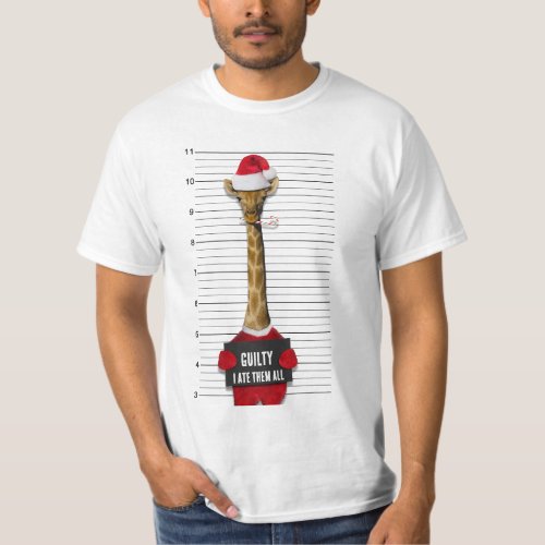 Christmas Funny Mugshot Guilty Giraffe T_Shirt