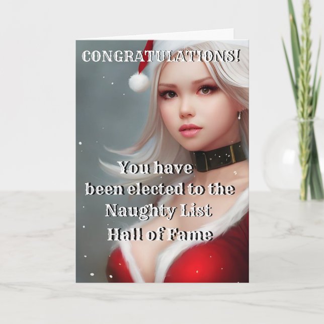Christmas Funny Novelty NAUGHTY LIST HALL OF FAME Thank You Card (Front)