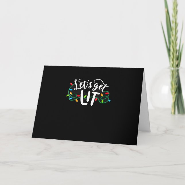 Christmas Funny Pajamas Let's Get Lit Christmas Cl Card (Front)
