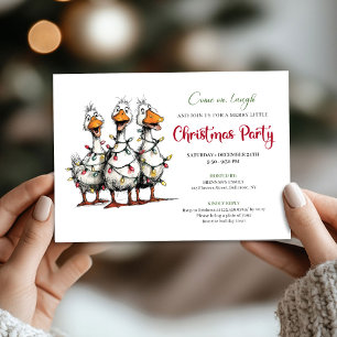 Christmas Funny Quirky Geese Whimsical Party Invitation