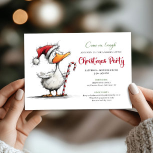 Christmas Funny Quirky Goose Whimsical Party Invitation