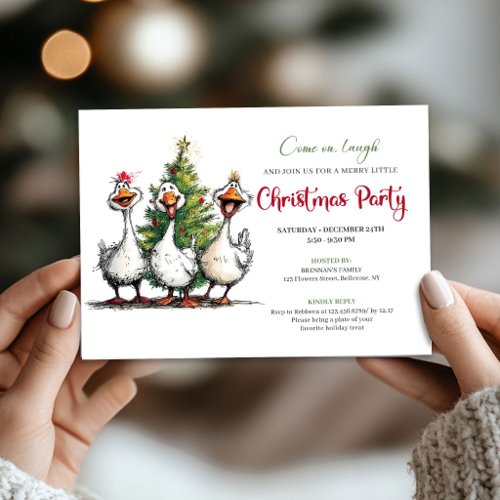 Christmas Funny Quirky Goose Whimsical Party  Invitation