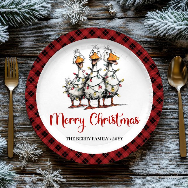 Christmas Funny Quirky Silly Geese Paper Plates (Christmas Funny Quirky Silly Geese Paper Plates)