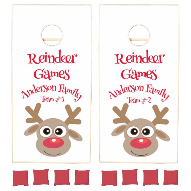 Christmas Funny Reindeer Cartoon Novelty Cute Cornhole Set (Set)