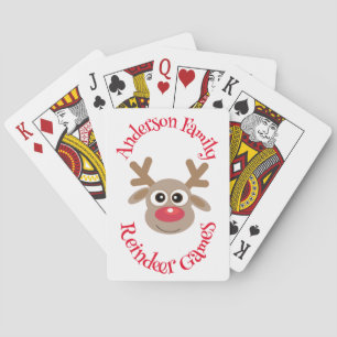 Christmas Funny Reindeer Cartoon Novelty Cute Poker Cards