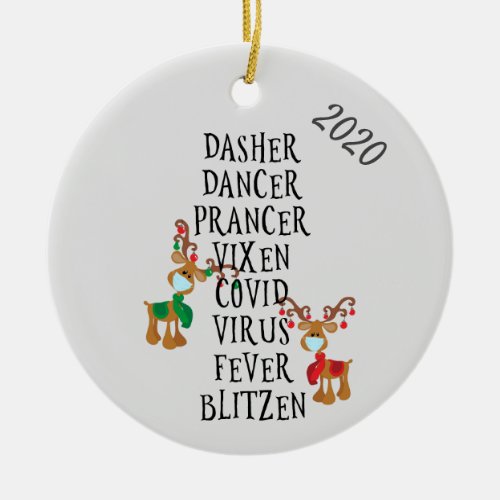 Christmas Funny Reindeer Names Covid 2020 Ceramic Ornament