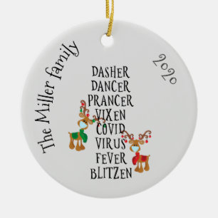 Christmas Funny Reindeer Names Covid 2020 Custom Ceramic Ornament