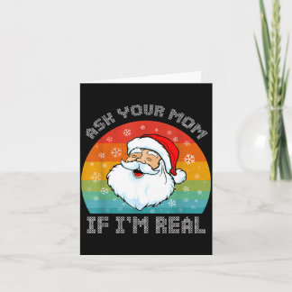 Christmas funny retro santa ask mom if real card