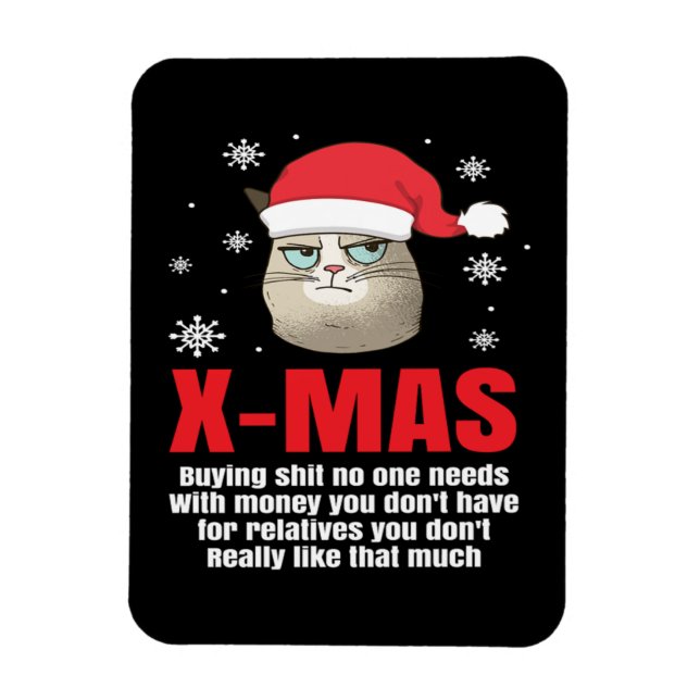 Christmas Funny Santa Cat Cat Lover Humor Grinch Magnet (Vertical)
