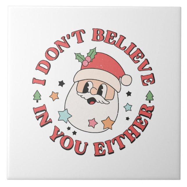Christmas Funny Santa  Ceramic Tile (Front)