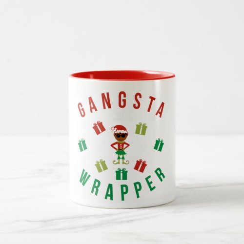 Christmas Funny Saying Nerd Gangsta Wrapper Two_Tone Coffee Mug