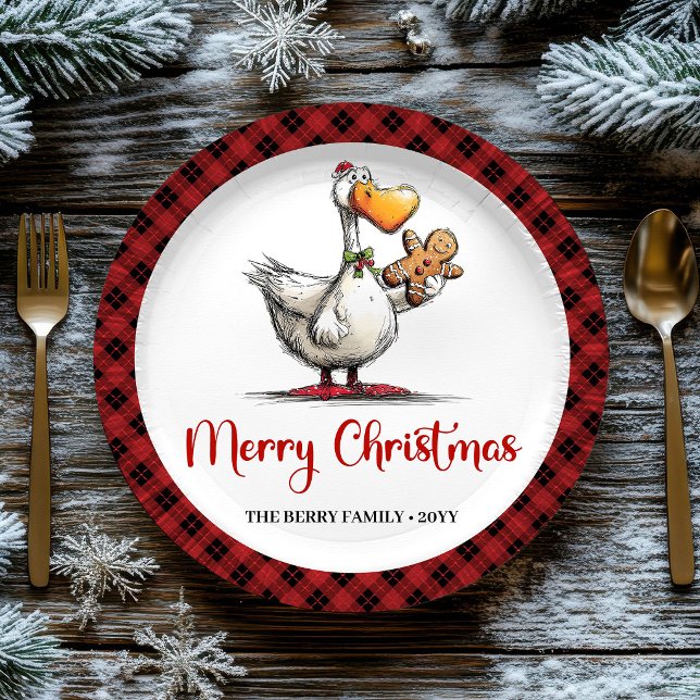 Christmas Funny Silly Goose Cartoon Party Plates  (Christmas Funny Silly Goose Cartoon Party Plates Set)