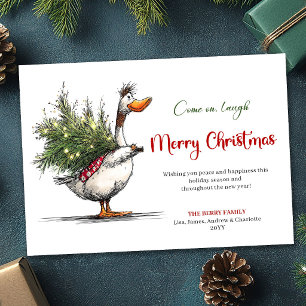 Christmas Funny Silly Goose Minimalist Greeting Holiday Card