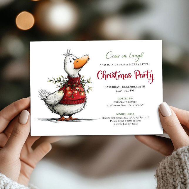 Christmas Funny Silly Goose Playful Cartoon Invite (Christmas Funny Silly Goose Playful Cartoon Invite)
