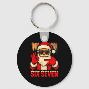 Christmas Funny Six Seven 6 7 Meme Santa Men Boys  Keychain