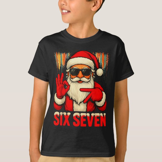 Christmas Funny Six Seven 6 7 Meme Santa Men Boys  T-Shirt (Front)