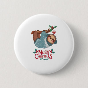 Christmas Funny Sloth! Button