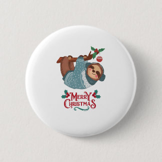 Christmas Funny Sloth! Button