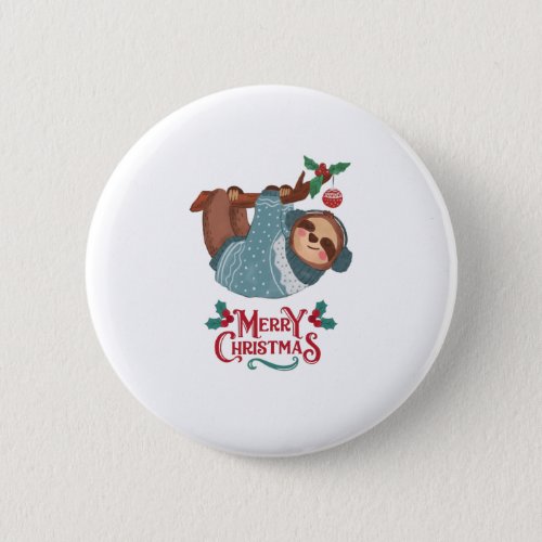 Christmas Funny Sloth Button