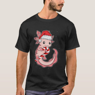Christmas Funny Smiling Axolotl Candy Cane Sweet L T-Shirt