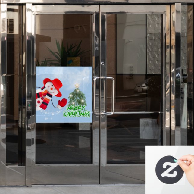 Christmas Funny Smiling Snowman Window Cling (Office Door)