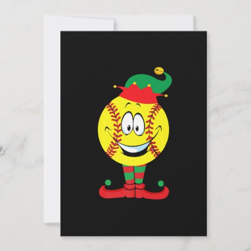 Christmas Funny Softball ELF Xmas Pajama Matching Holiday Card