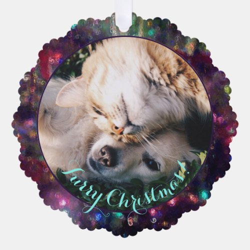 Christmas Furry Christmas Photo Template Ornament Card
