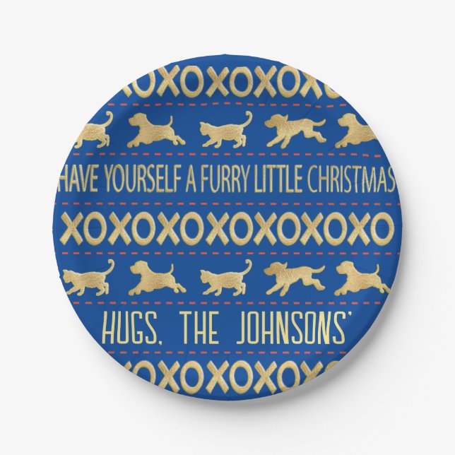 Christmas Furry Little Cats and Dogs Paper Plates (Front)