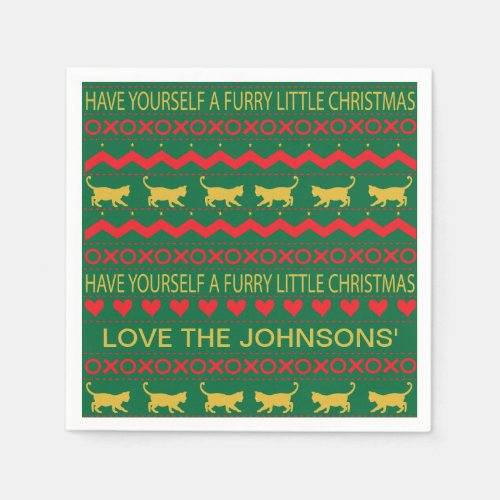 Christmas Furry Little Cats Napkins