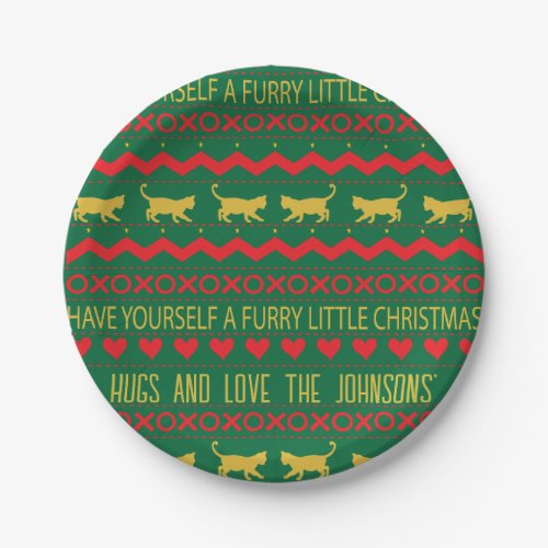 Christmas Furry Little Cats Paper Plates