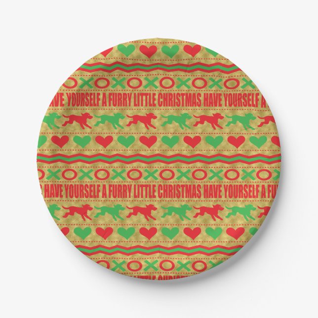 Christmas Furry Little Christmas Paper Plates (Front)