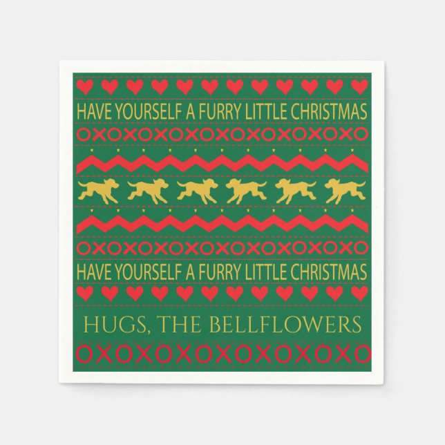 Christmas Furry Little Dogs Napkins (Front)