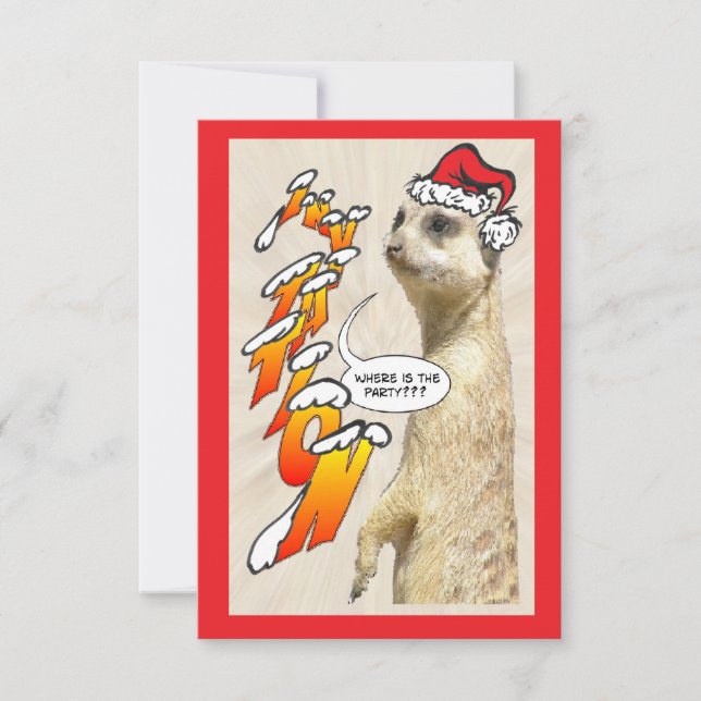 Christmas Furry Meerkat Party Invitation (Front)