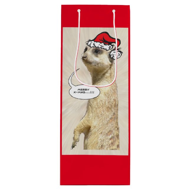 Christmas Furry Meerkat RED Wine Bag (Front)